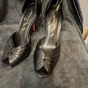 Ankle strap peep toe heels